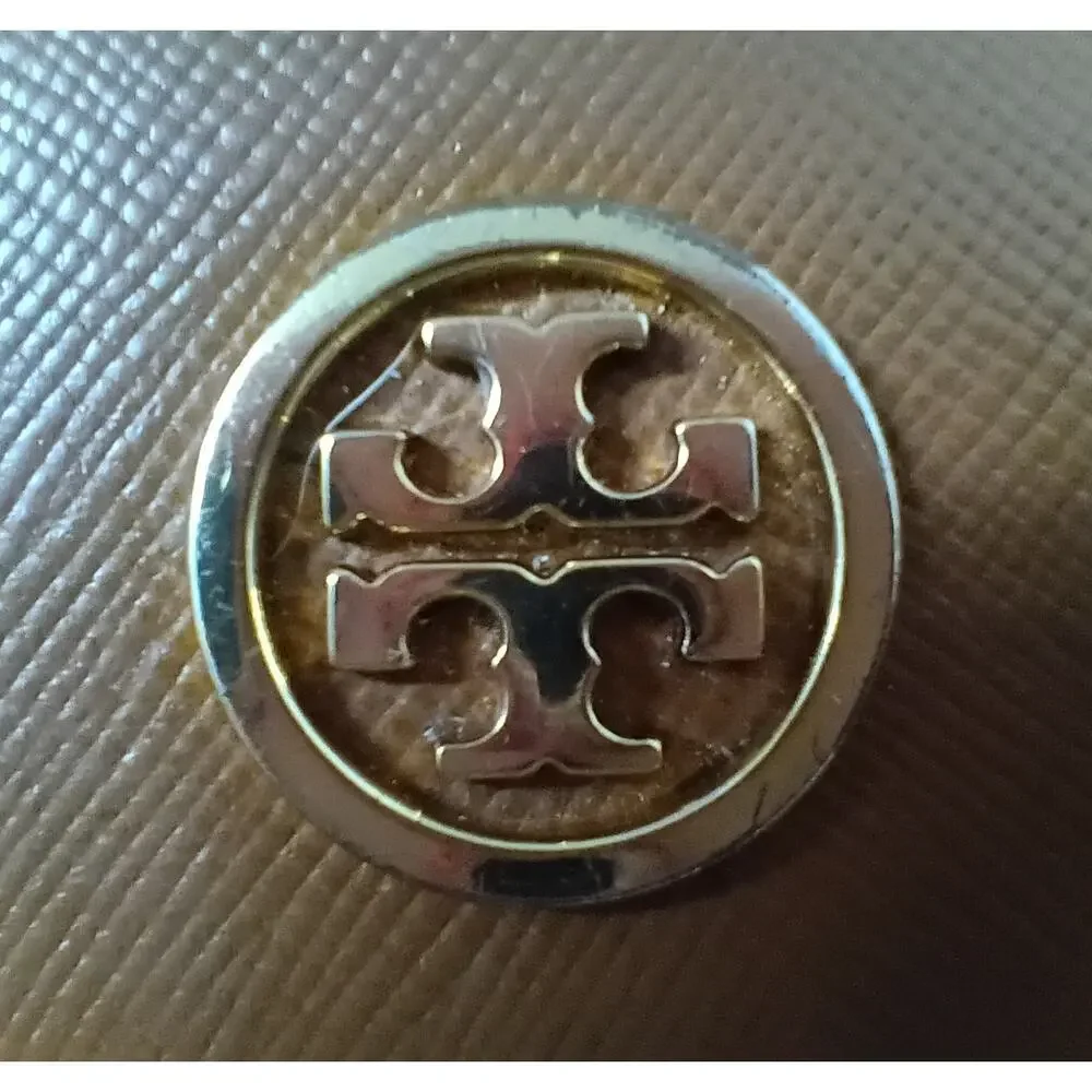 TORY BURCH Robinson Brown Leather Flap Continental Wallet - GUC